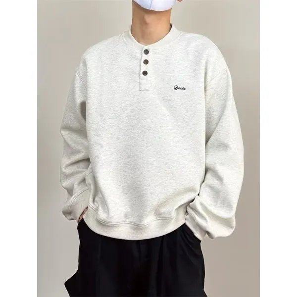 Design Quicis Henley Sweatshirt Light Gray Sweater - 1
