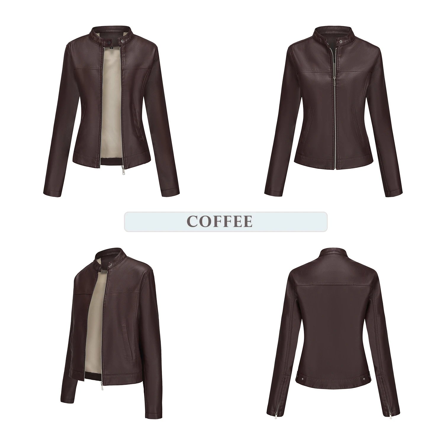 Design Faux Leather Moto Jacket Navy - 21
