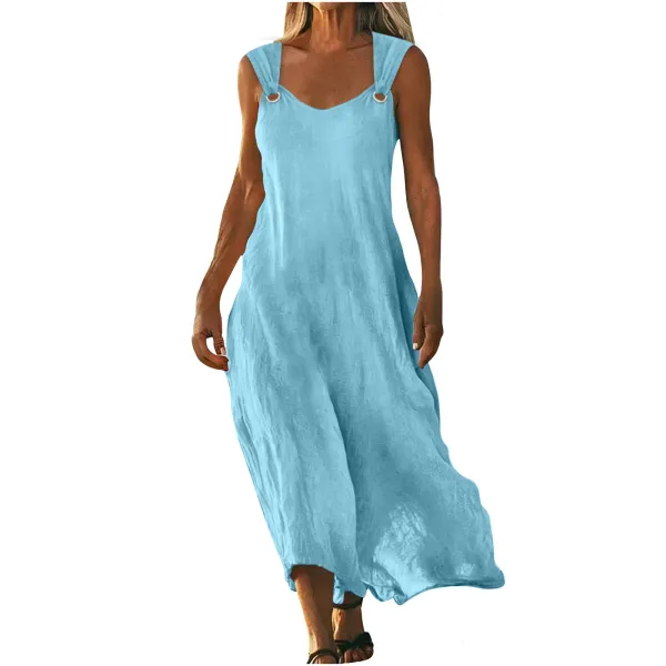 Design Sleeveless Ring-Strap Maxi Dress Red - 7