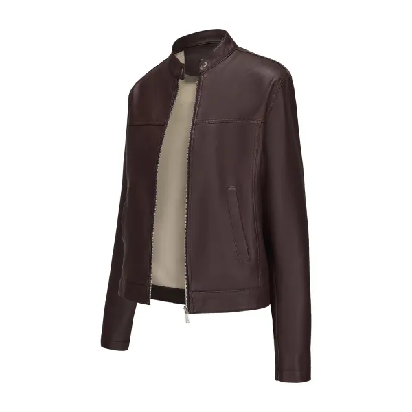 Design Faux Leather Moto Jacket Navy - 35