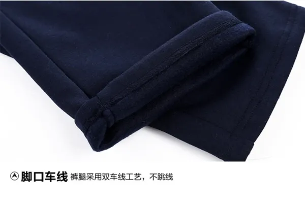 Design Classilal Embroidered Fleece-Lined Hoodie and Sweatpants Set Navy Tracksuit - 20