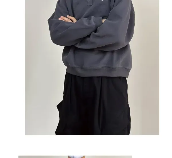 Design Quicis Henley Sweatshirt Light Gray Sweater - 12