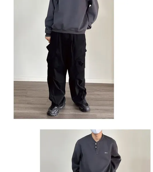 Design Quicis Henley Sweatshirt Light Gray Sweater - 14