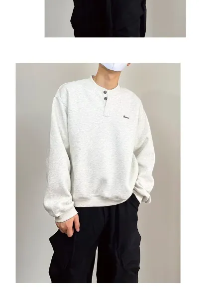 Design Quicis Henley Sweatshirt Light Gray Sweater - 21