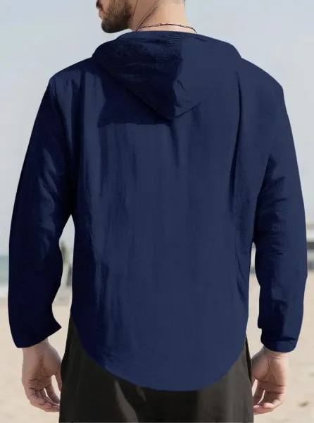 Design Hooded Button-Up Shirt Red - 12