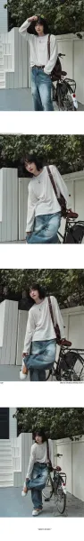Design Ribbed Long-Sleeve Crewneck Sweater Beige Tops.sweater - 7