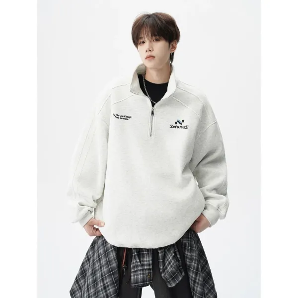 Design Half-Zip Oversized Hoodie Gray - 15