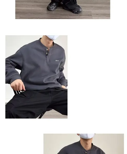 Design Quicis Henley Sweatshirt Light Gray Sweater - 17