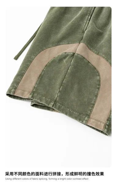 Design BE Thrived Army Green-Khaki Patchwork Shorts - 57