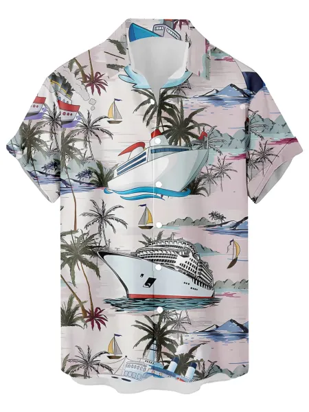 Design Cat Face Print Black Hawaiian Shirt - 19