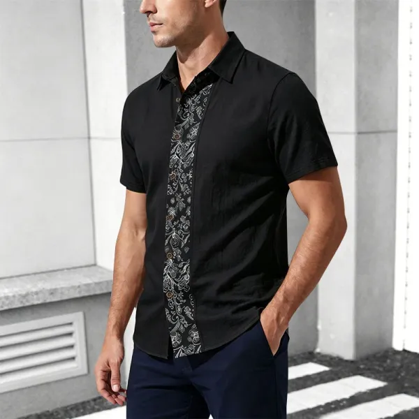 Design Paisley Panel Shirt Black - 14