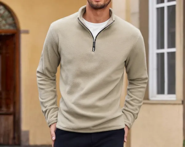 Design Quarter-Zip Fleece Pullover Black Sweater - 60