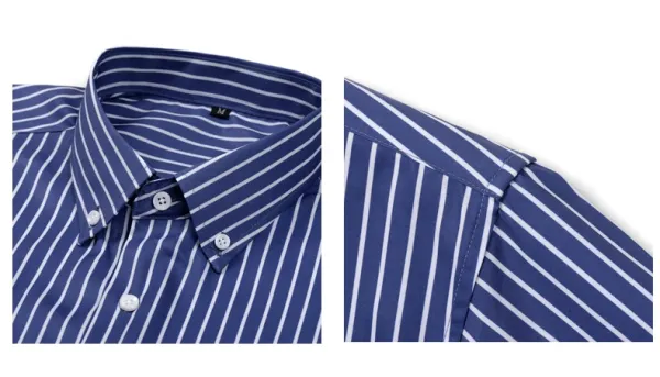 Design Striped Button-Down Shirt Navy Red White - 14