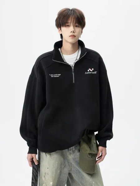 Design Half-Zip Oversized Hoodie Gray - 23