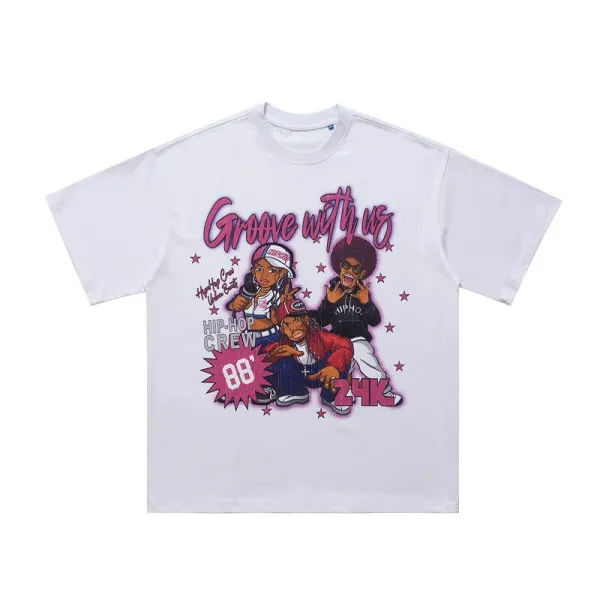 Design Groove With Us Hip-Hop Crew Graphic T-Shirt White - 1