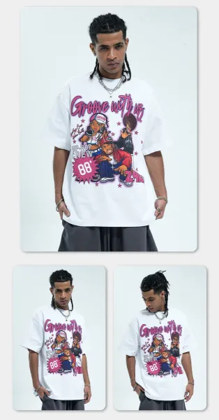 Design Groove With Us Hip-Hop Crew Graphic T-Shirt White - 10
