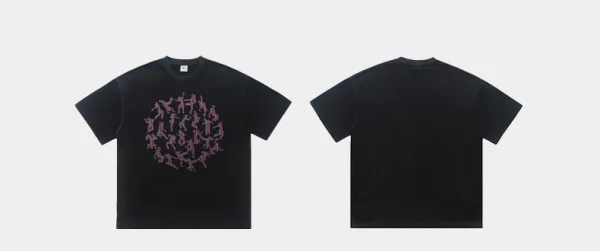 Design Graphic Print Circle Silhouette T-Shirt Black - 5