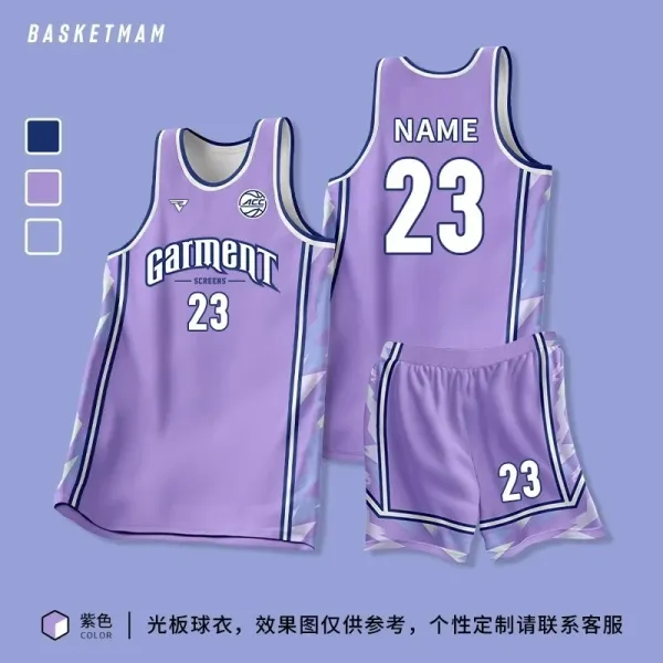 Design Basketmam Custom Basketball Jersey Set Purple Activewear - 1