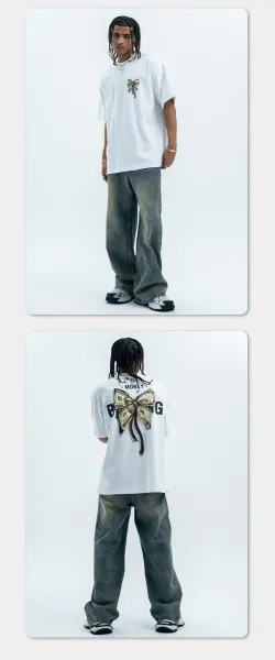 Design Bow Print White T-Shirt - 10