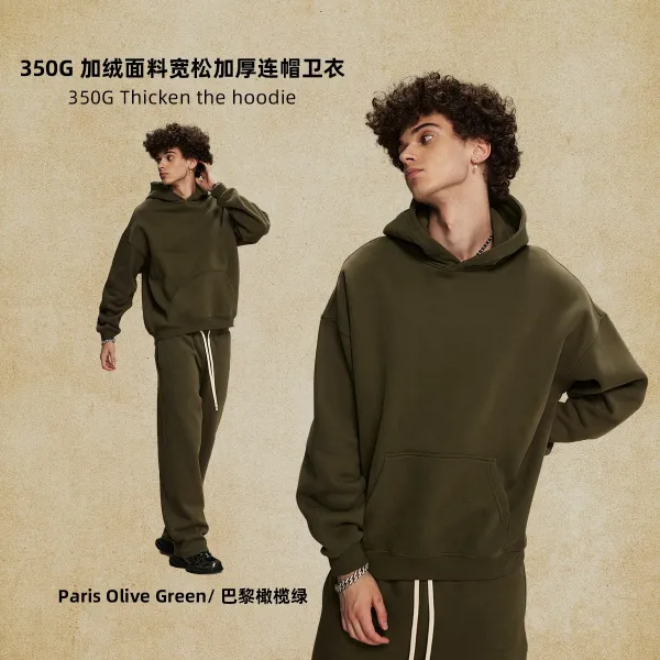Design 350G Thicken Hoodie Paris Olive Green - 1