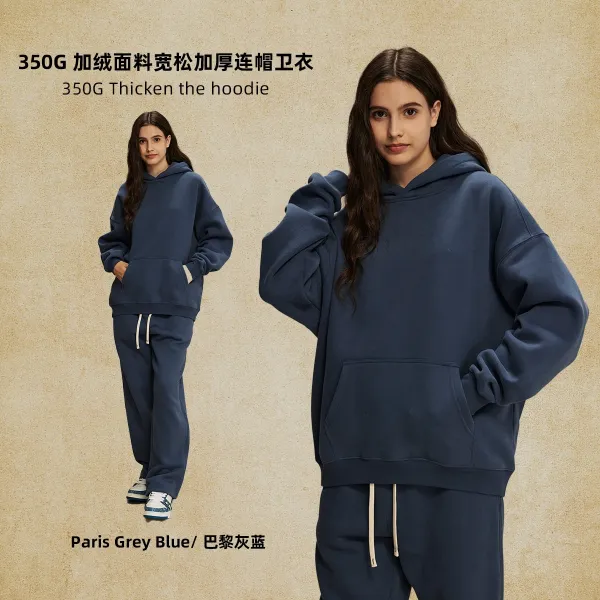 Design 350G Thicken Hoodie Paris Grey Blue - 1