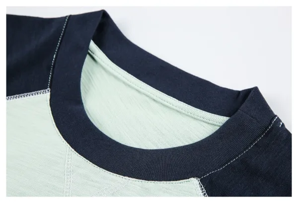 Design Raglan Sleeve Color-Block T-Shirt White Burgundy Brown - 13