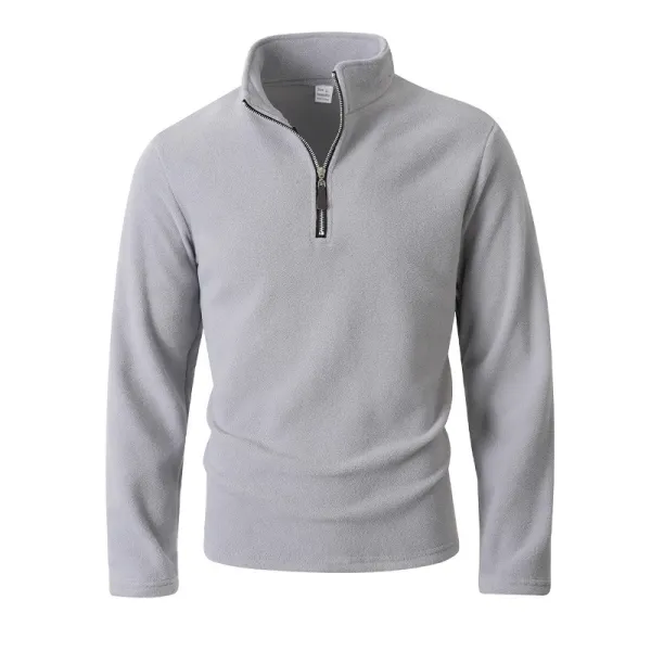 Design Quarter-Zip Fleece Pullover Black Sweater - 68