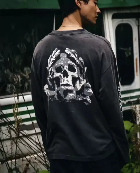 Design Graffiti Print Oversized Long-Sleeve T-Shirt White - 19