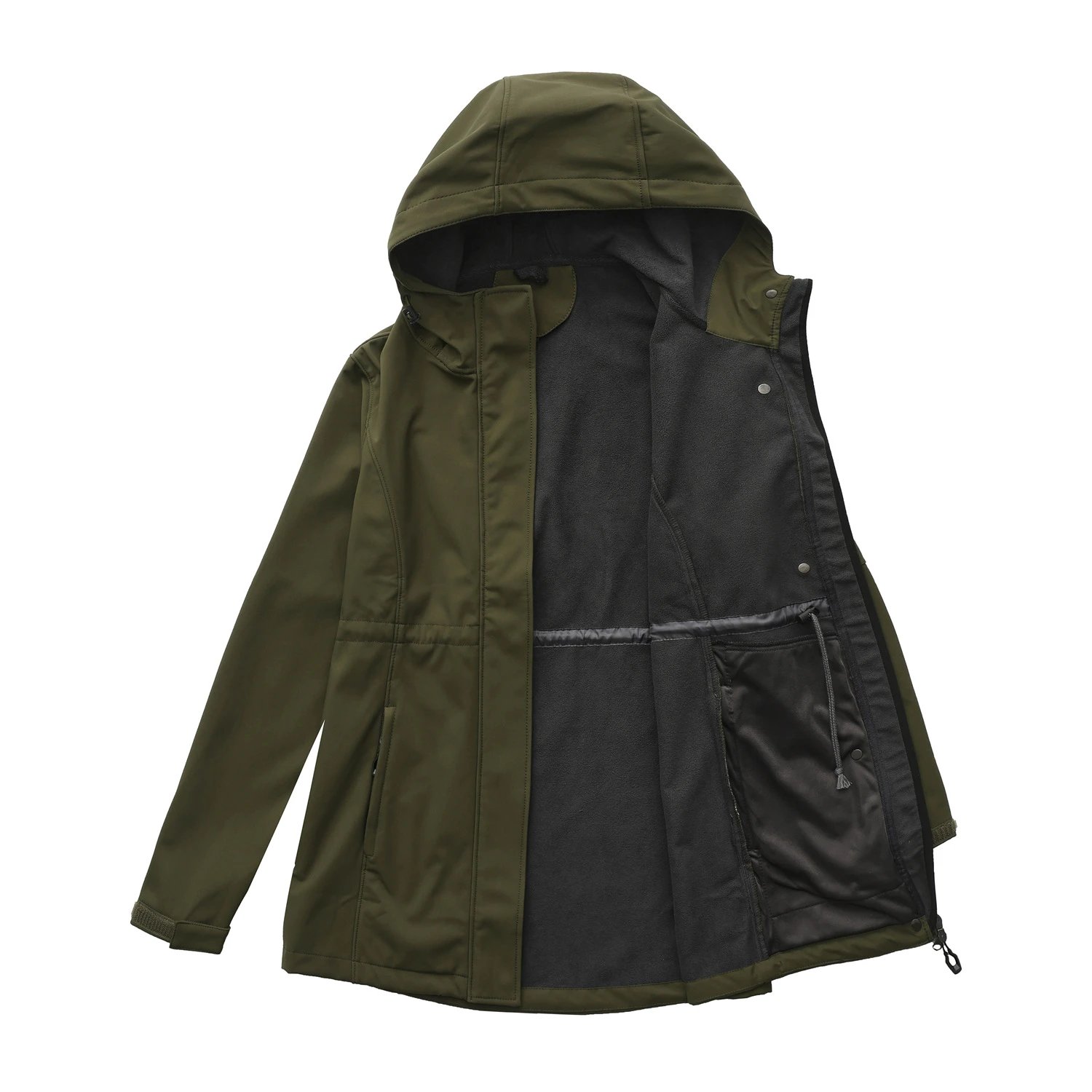 Design Water-Resistant Hooded Trench Coat in Black Outerwear - 25