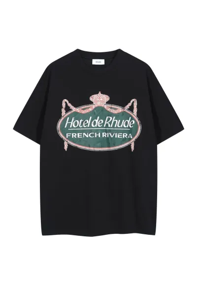 Rhude Hotel de Rhude French Riviera Graphic T-Shirt Black - 1