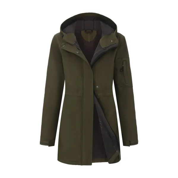 Design Water-Resistant Hooded Trench Coat in Black Outerwear - 33