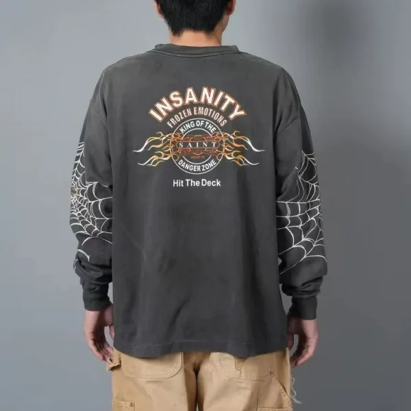 Design Graffiti Print Oversized Long-Sleeve T-Shirt White - 31