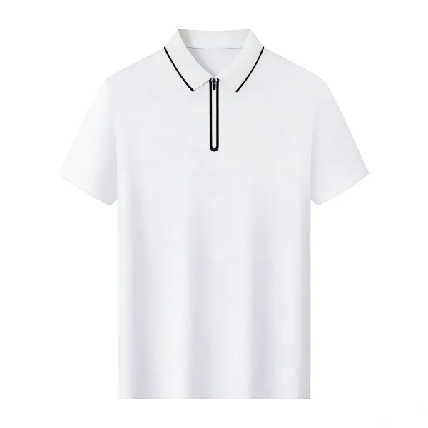 Design Zip-Neck Polo White Tops Polo - 1