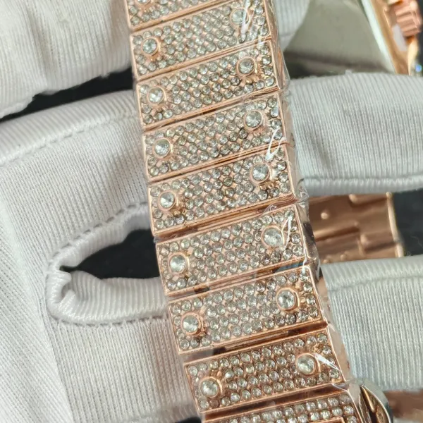 Design Square Crystal-Encrusted Watch Multicolor Rose Gold Tone Watch Watches - 9