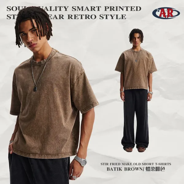 Design AR Stir Fried Make Old Short T-Shirt Batik Brown T-Shirt T-Shirts - 1