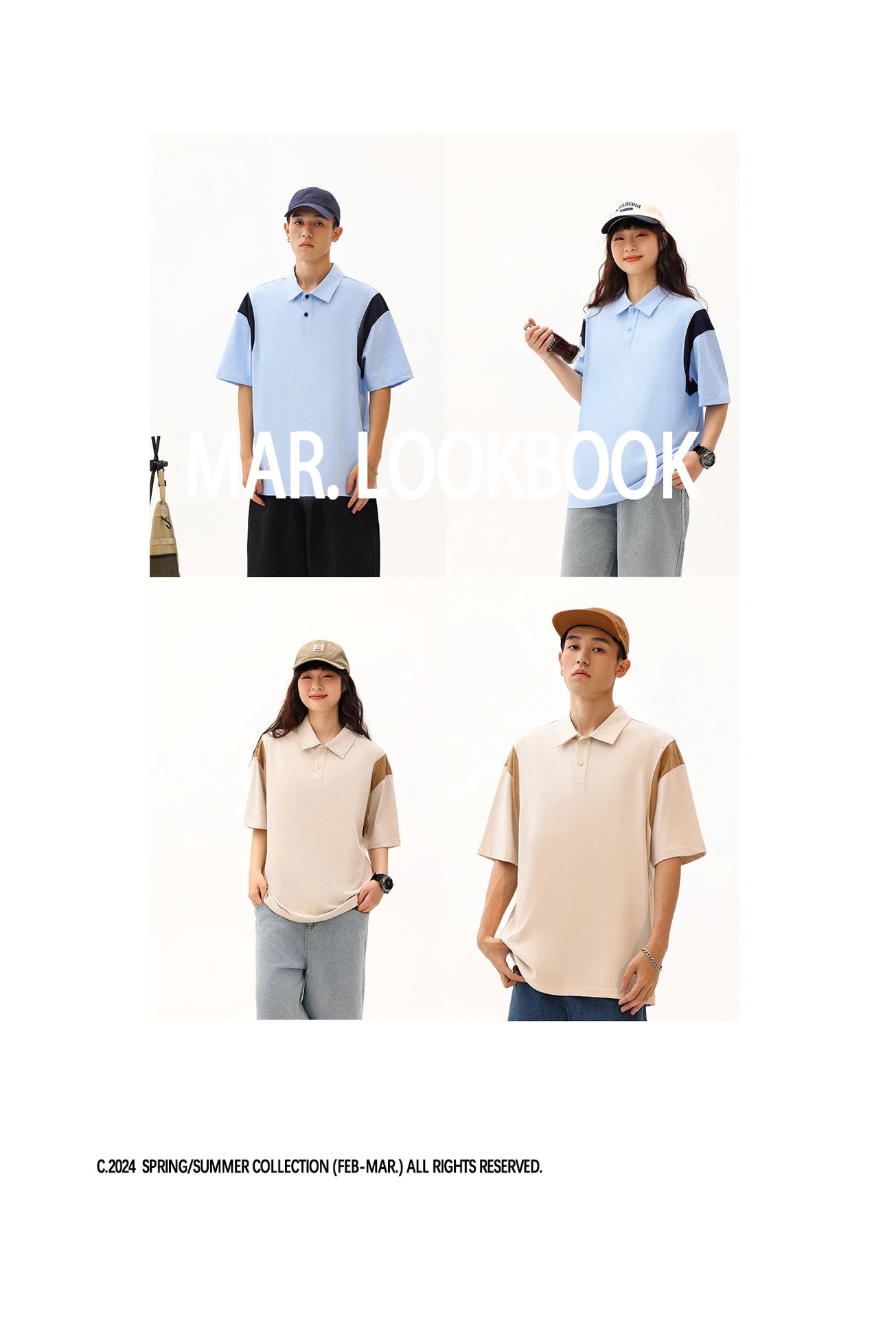 Design Color-Block Polo Navy and White Polo Tops Polo - 4