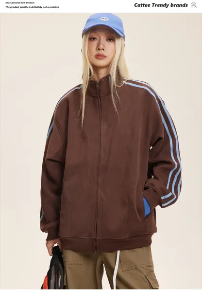 Design Track Jacket Navy with Gold Stripes Outerwear - 19