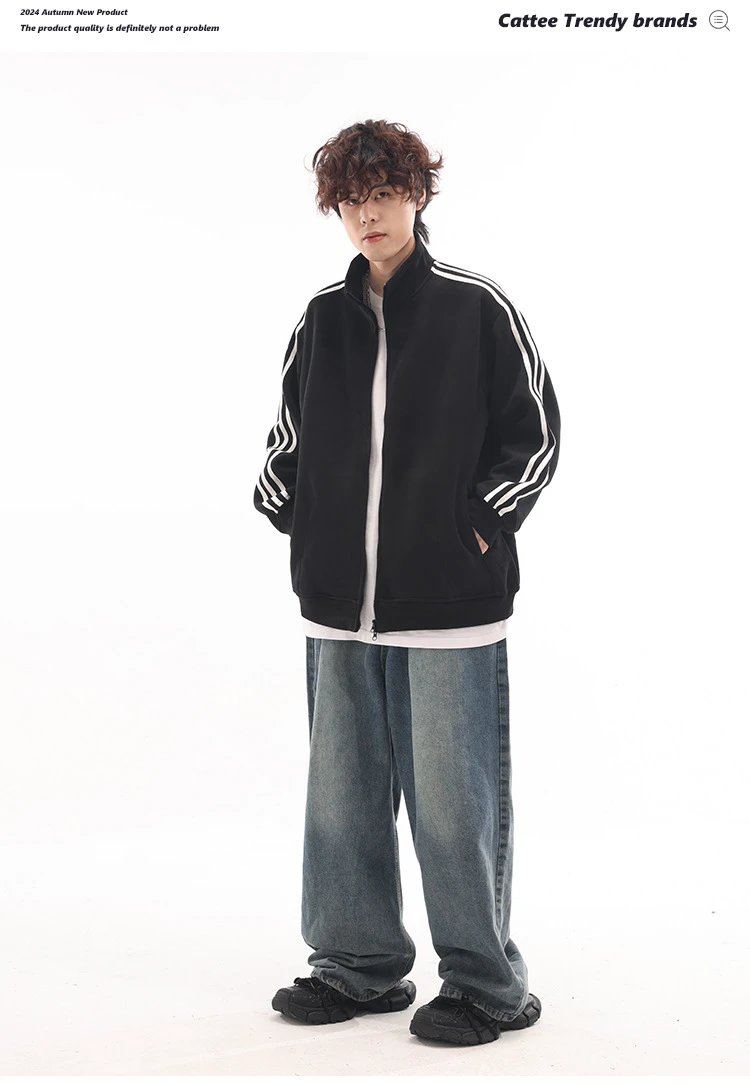 Design Track Jacket Navy with Gold Stripes Outerwear - 20