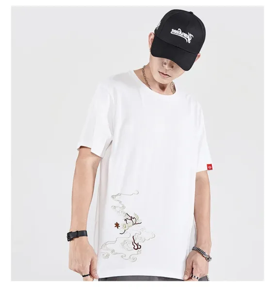 Design Phoenix Embroidered White T-Shirt - 18