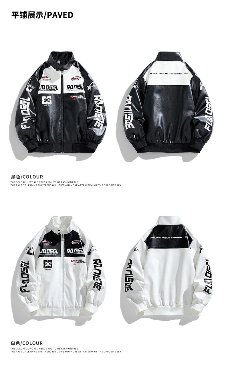 Design Racing-Inspired Graphic Bomber Jacket White / Black Outerwear Jacket - 7