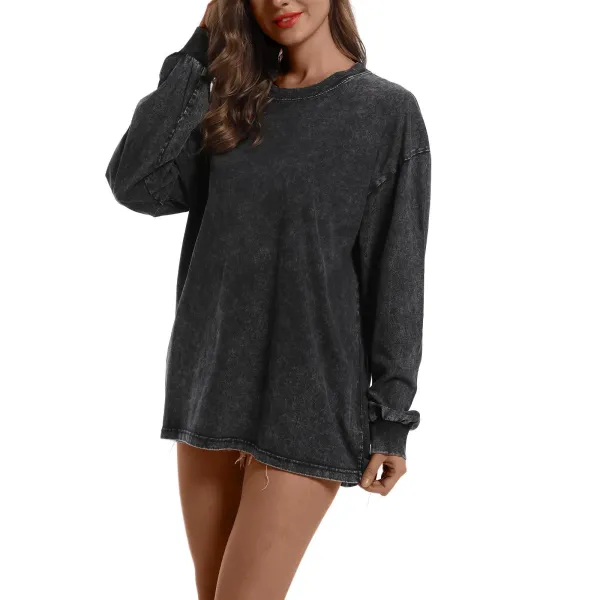 Design Acid Wash Olive Long Sleeve Tee T-Shirts - 20