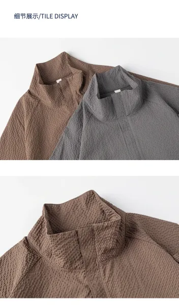 Design Waffle-Textured Half-Zip Poncho Top Brown - 17