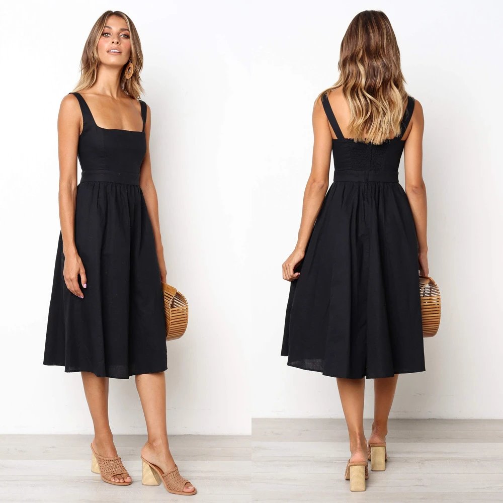 Design Square Neck Midi Dress White - 24