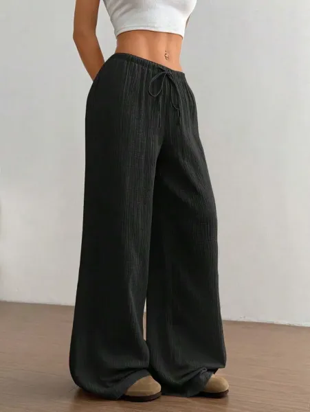 Design Wide-Leg Crinkle Cotton Pants White - 14