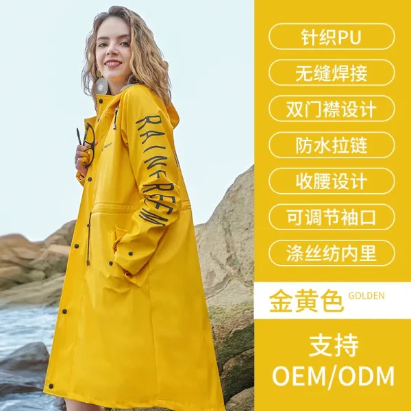 Design Raincoat Golden Yellow Waterproof Trench Coat Outerwear.trench Coat - 1