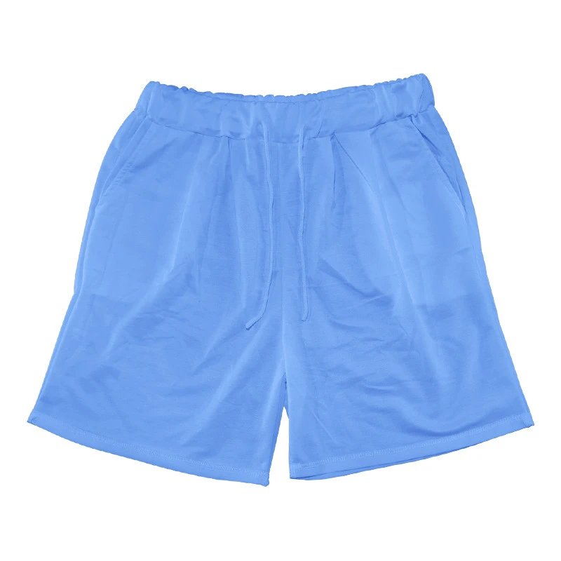 Design Oversized Two-Piece Set Light Blue Streetwear T-Shirt and Shorts - 38
