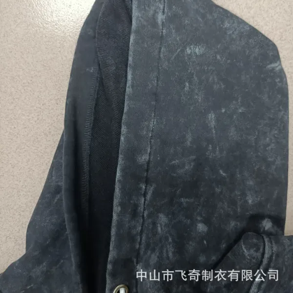 Design Custom Logo Hoodie Black Acid Wash Streetwear Hoodie - 8