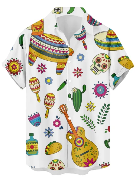 Design Cat Face Print Black Hawaiian Shirt - 37