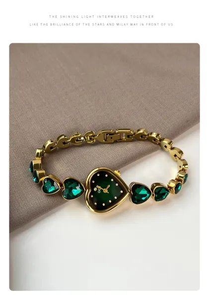 Design GEDI Heart-Shaped Emerald Green Quartz Watch Watches - 12