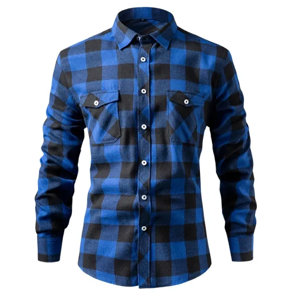 Design Classic Black and White Checkered Flannel Shirt Tops Shirt - 19
